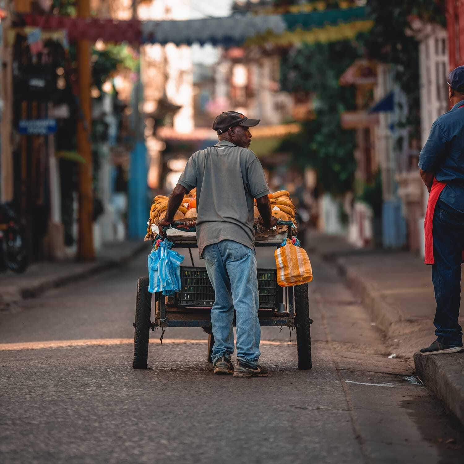 A man with a cart, cropped