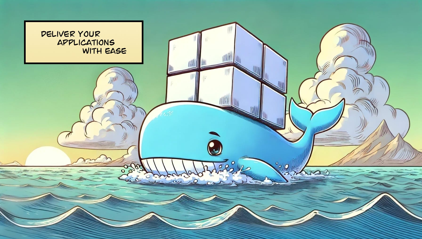 A whale carrying containers