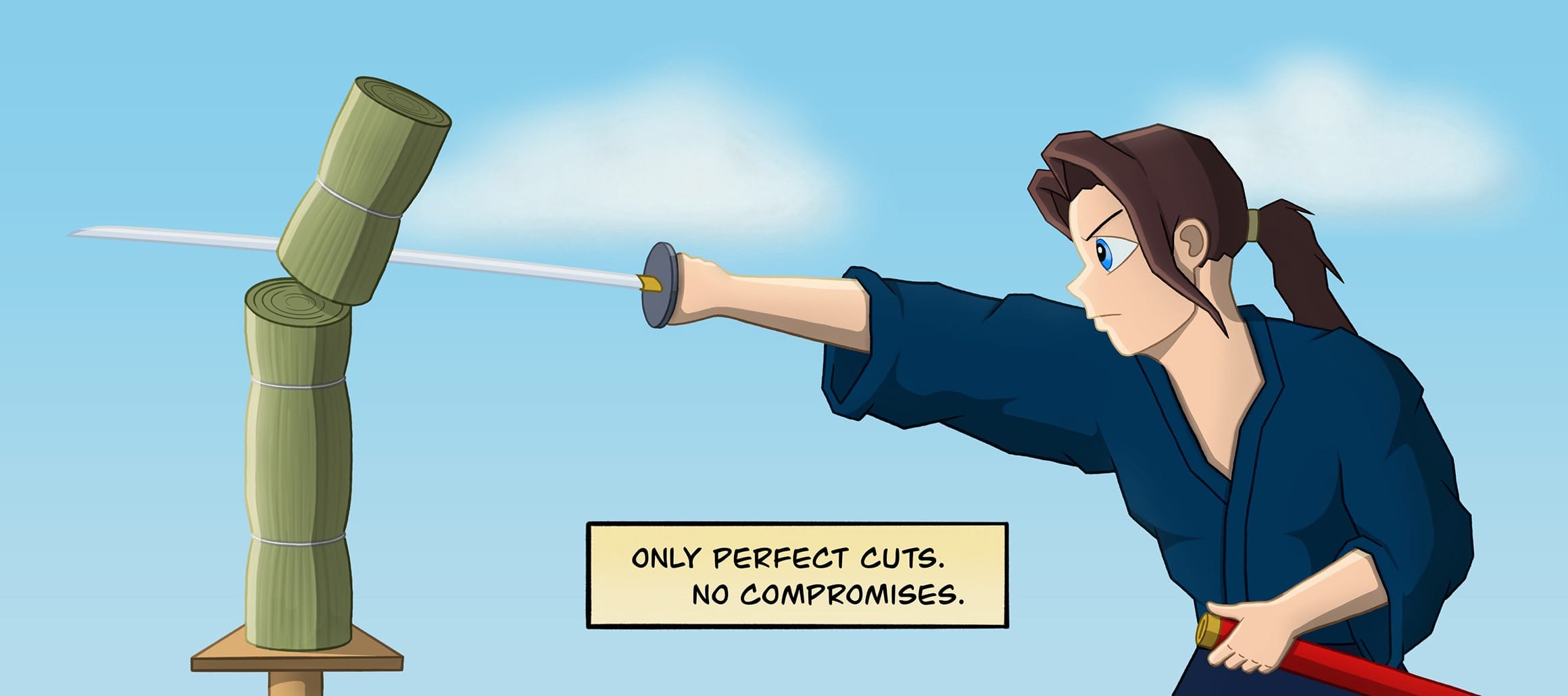 A man practicing tameshigiri