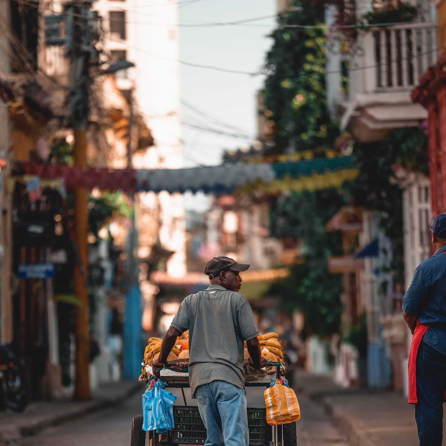 A man with a cart, cropped