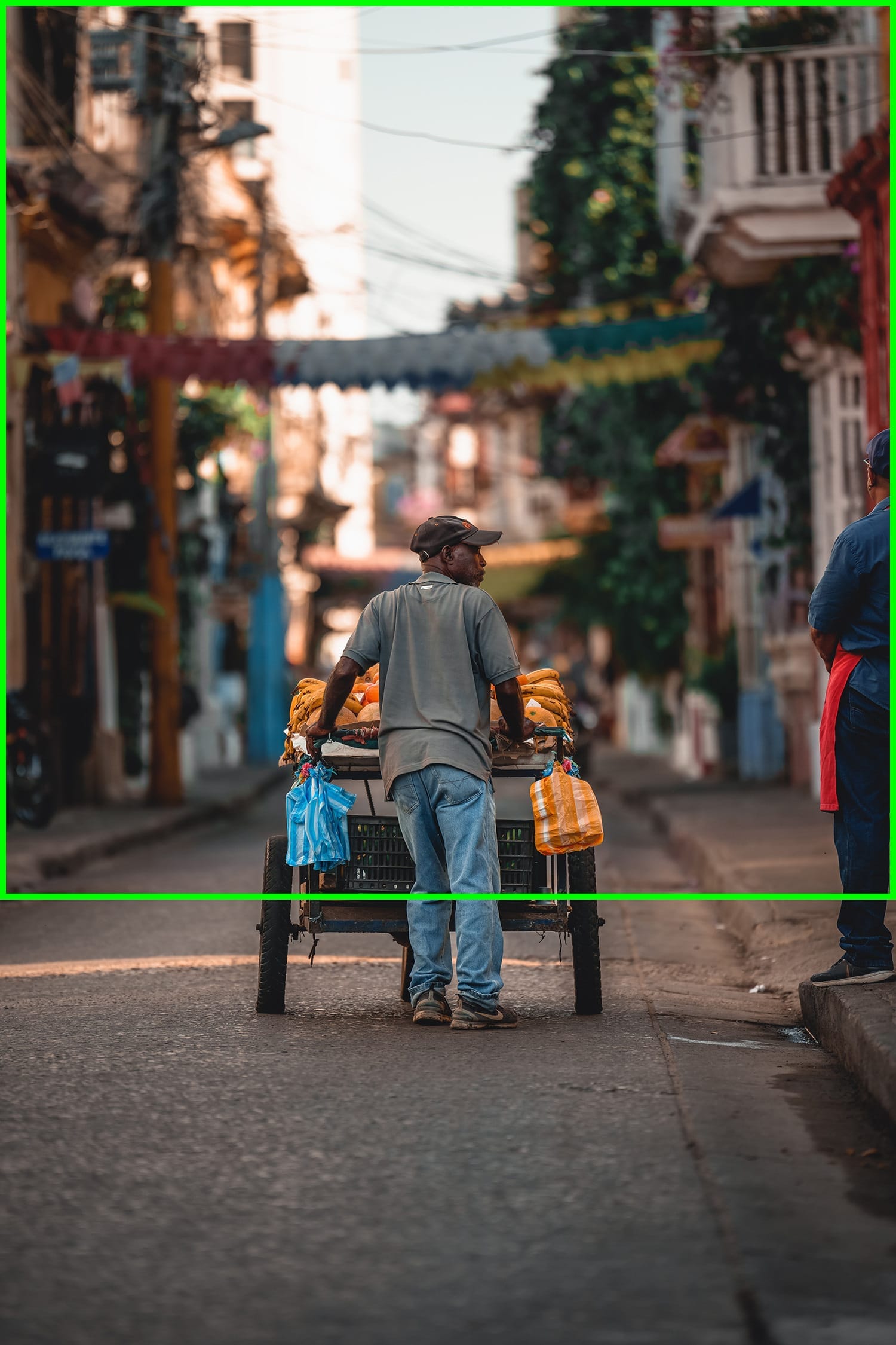 A man with a cart, target region
