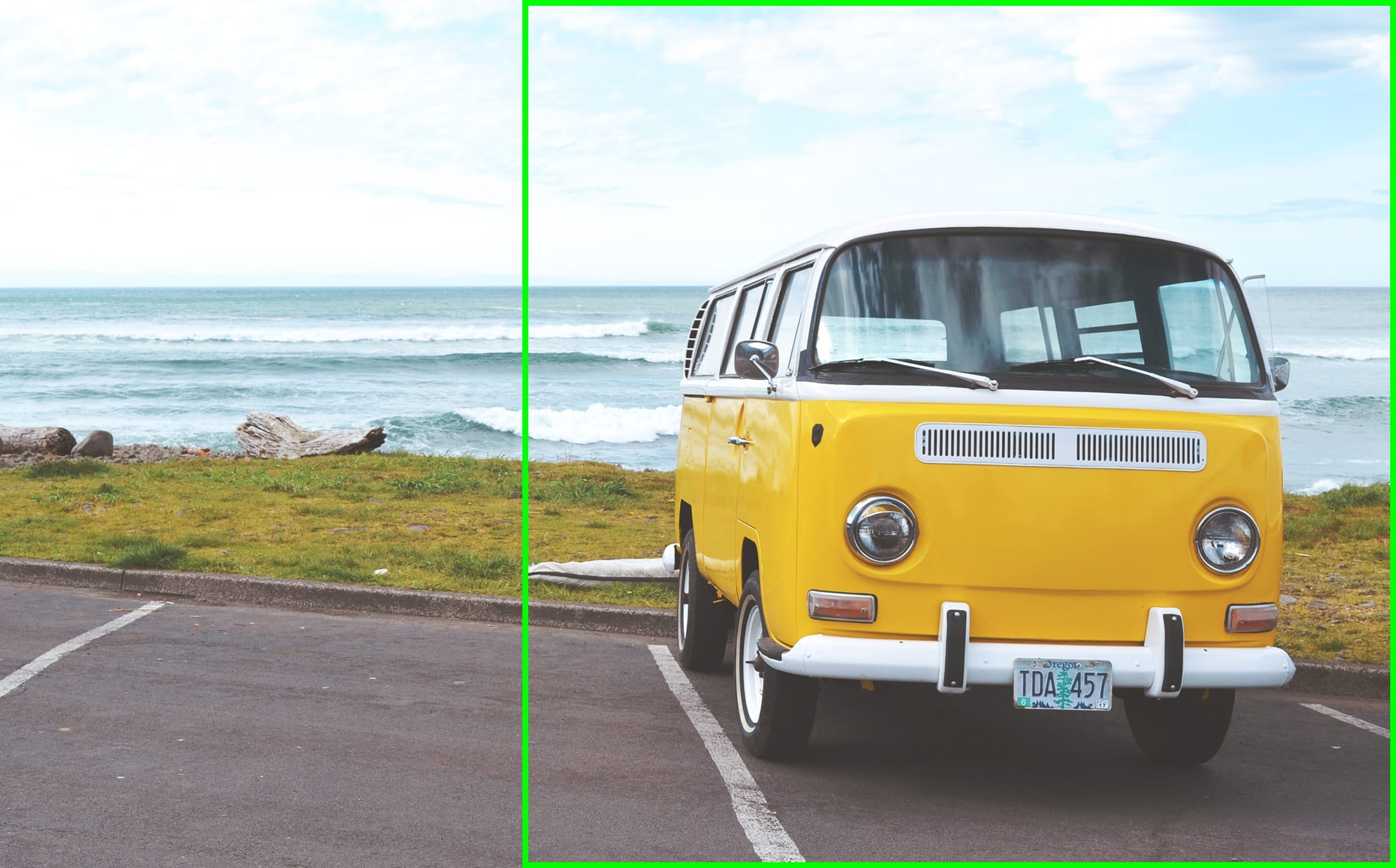 A yellow bus, target region